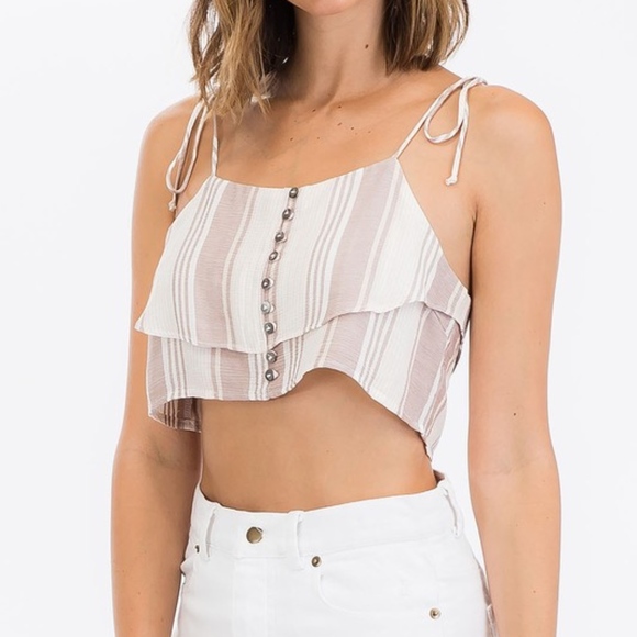 ✨New Striped Blush Crop Top✨ - Picture 2 of 3